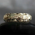 Simple Designs Jewelry Men Rings Plated Gold Rings Jewelry Women Carved Flower Wedding Ring
