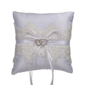 Elegant Square Bridal Ring Pillow with Double Hearts Bow Western Wedding Ring Ceremony Decorations Bride Groom Photo Props