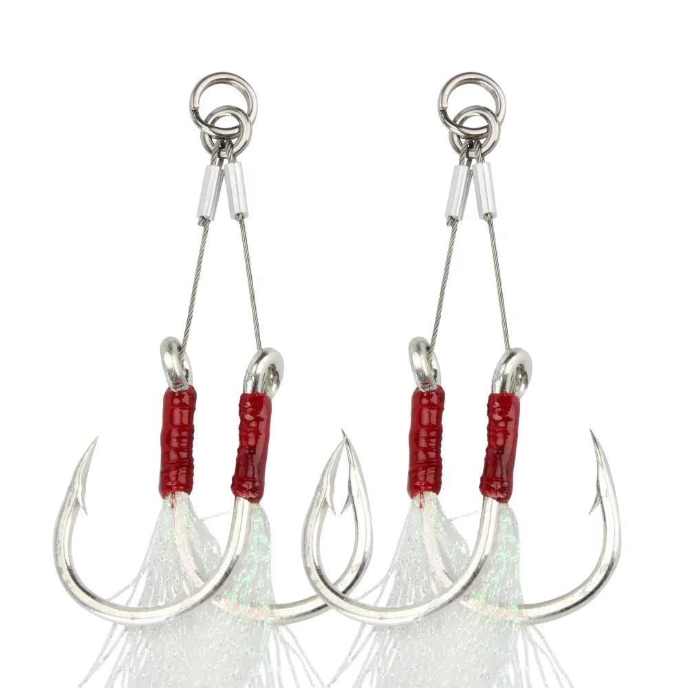 Spinpoler 1/0 2/0 3/0 5/0 7/0 Assist Fishing Hook Jigging Steel Wire Line Jigs Slow Fast Big Power Stainless Steel Tuna Fishing
