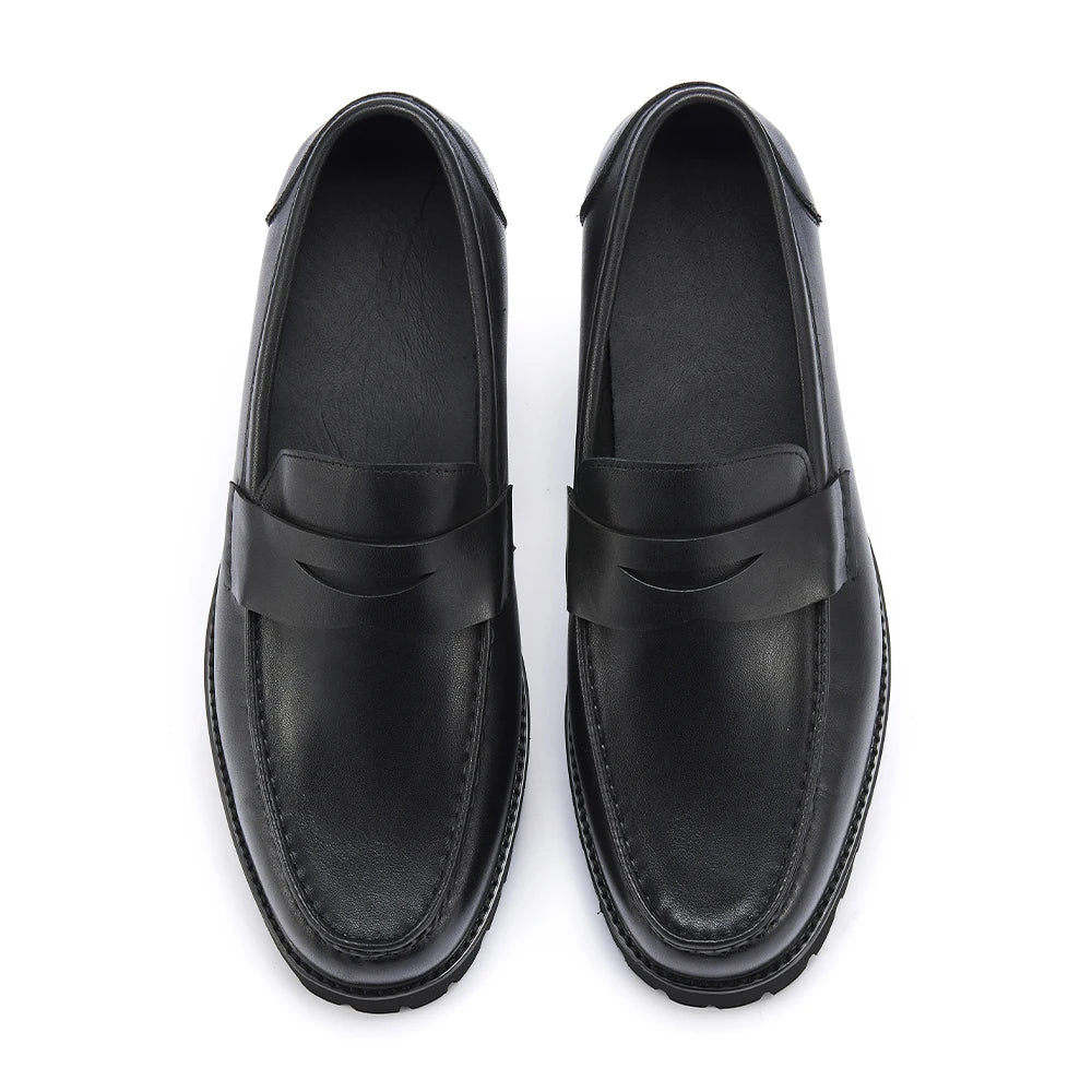 Hot Sale Top Grade Cow Leather Men's Black Loafer Shoes Luxury Handmade Wear-Resistant Pure Cowhide Formal Shoes Office Business
