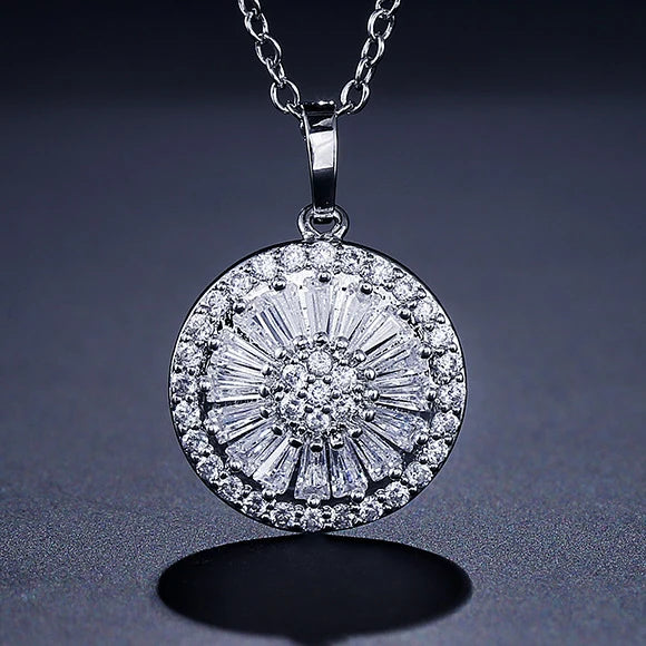 Wholesale Colorful Zircon Silver Plated Pendant Personalized Chain Necklace for Women Fashion Jewelry