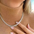 Fashion CZ Cubic Zircon Tennis Chain Link Jewellery Ladies Simple Love Heart Shape Necklace Jewelry for Women Accessory