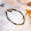Natural African Turquoise 2*4 mm Cylindrical Heishi Beads Gold Plated Buttons Bangle for Women