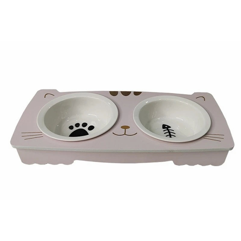 Premium Elevated Dog and Cat Pet Feeder Double Bowls Pet Elevated Dog Ceramic Bowl With Stand