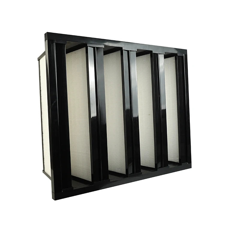 V Bank Filter Black Color ABS Frame PP Industrial V-Cell HEPA Type Air Filters with F5-H13 Efficiency 0.3m Porosity 2000CFM MegaBDM
