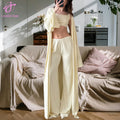 Loveda Wholesale Women New Casual Solid Color Underwear Long-sleeved Top and Long Pants Thin Pajamas Set