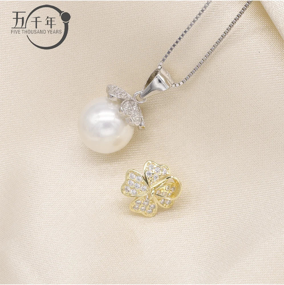 P306 9-11mm DIY Natural  Freshwater Pearl Charm Pendant Necklace Chain Accessory 925 Sterling Silver Jewelry for Women