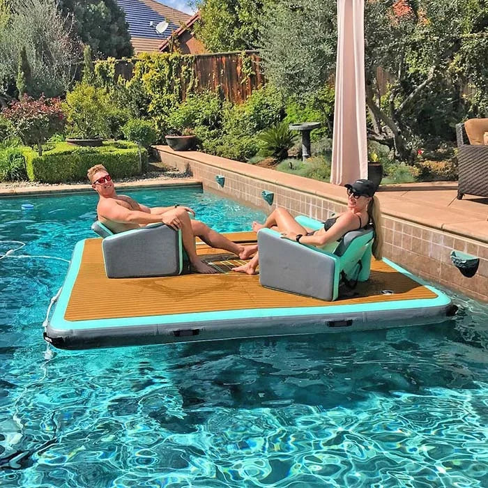 2x2x0.2m Drop Stitch EVA Pad Mat Teak Water Pontoon Platform Inflatable Yacht Island Floating Dock