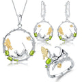 2024 Abiding 925 Sterling Silver Ring Earrings Pendant Sets Natural Gemstone Handmade Cat Butterfly Women Party Jewelry Set