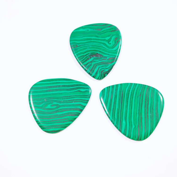 Huiying Gemstone Triangle Natural Green Malachite Guitar Accessories Picks Quartz Crystal For Healing