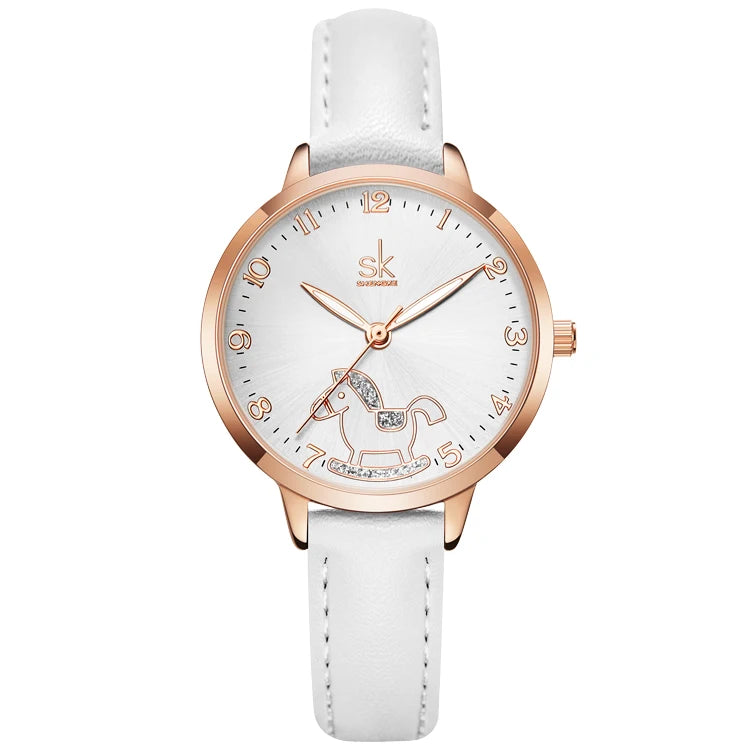 SHENGKE Fashion Girl Watch Lovely Design Women Wristwatches Leather Female Watches Luxury Quartz Waterproof Reloj Mujer K9027
