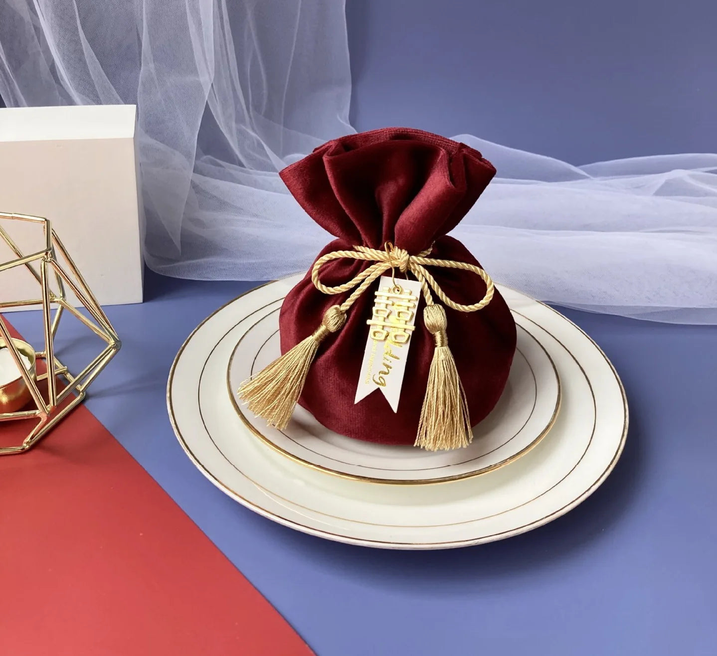 Round Bottom Drawstring Flannel Storage Bag Party Wedding Favors Candy Gift Bag Velvet Pouch