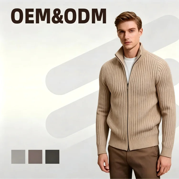 Custom Men Zipper Sweater Jacket Europe United States Slim Men's Sweaters New Knitted Cardigan