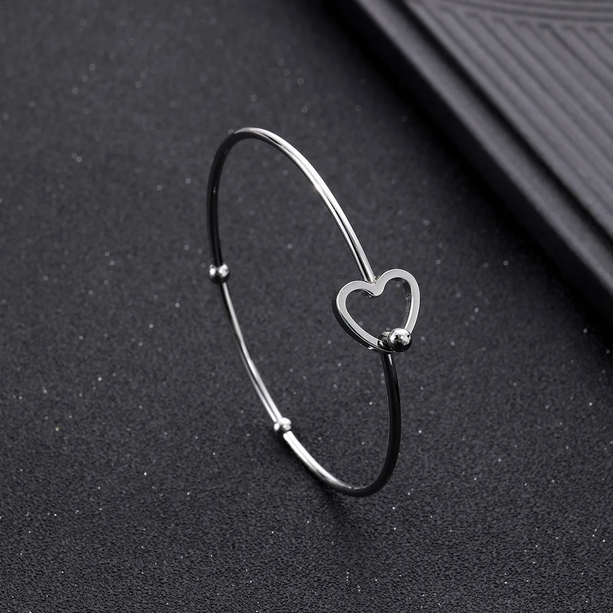 Stainless Steel Bangle Heart Charm Lock Bracelet Jewelry for Women