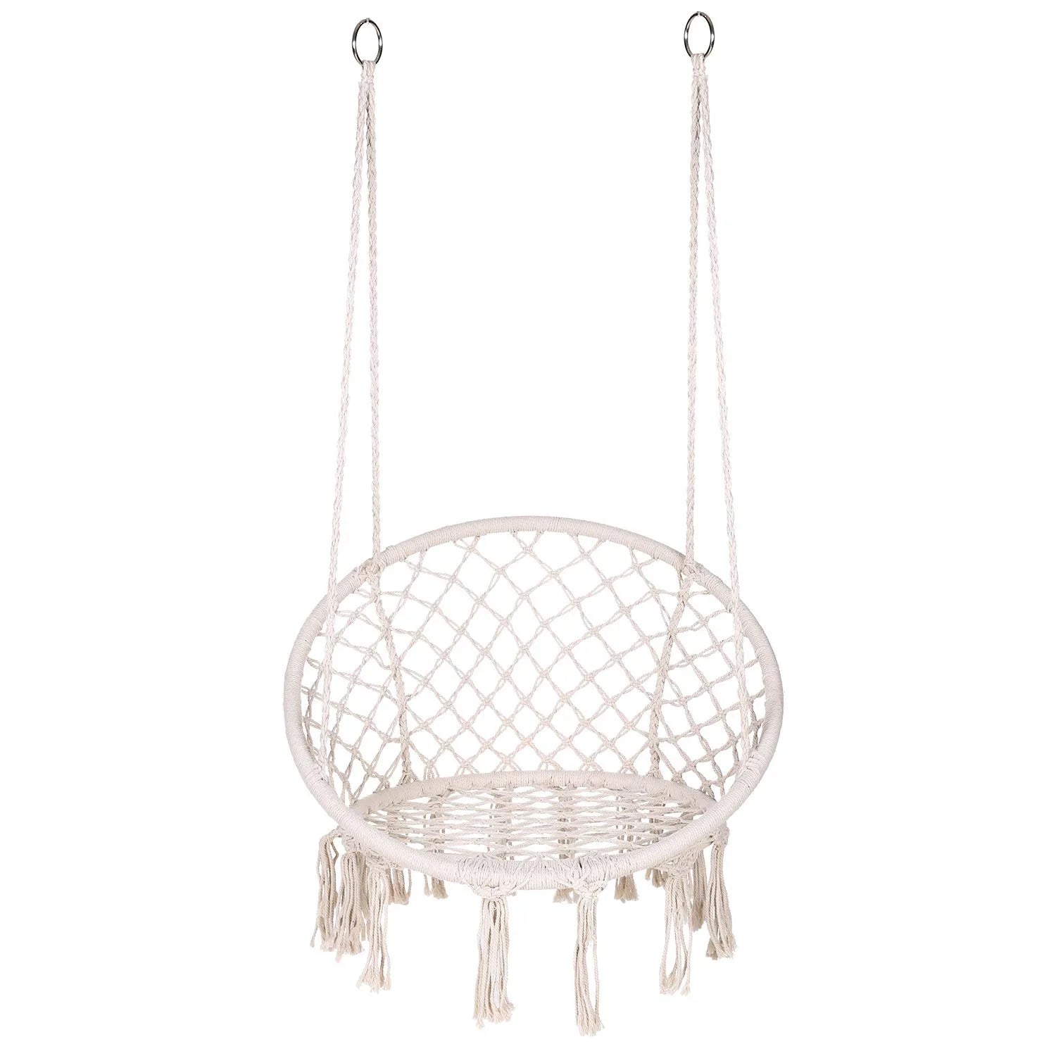 In-stock Ins Hanging Chair Nordic Hammock Cotton Rope Woven Hanging Basket Tassel Swing Chair