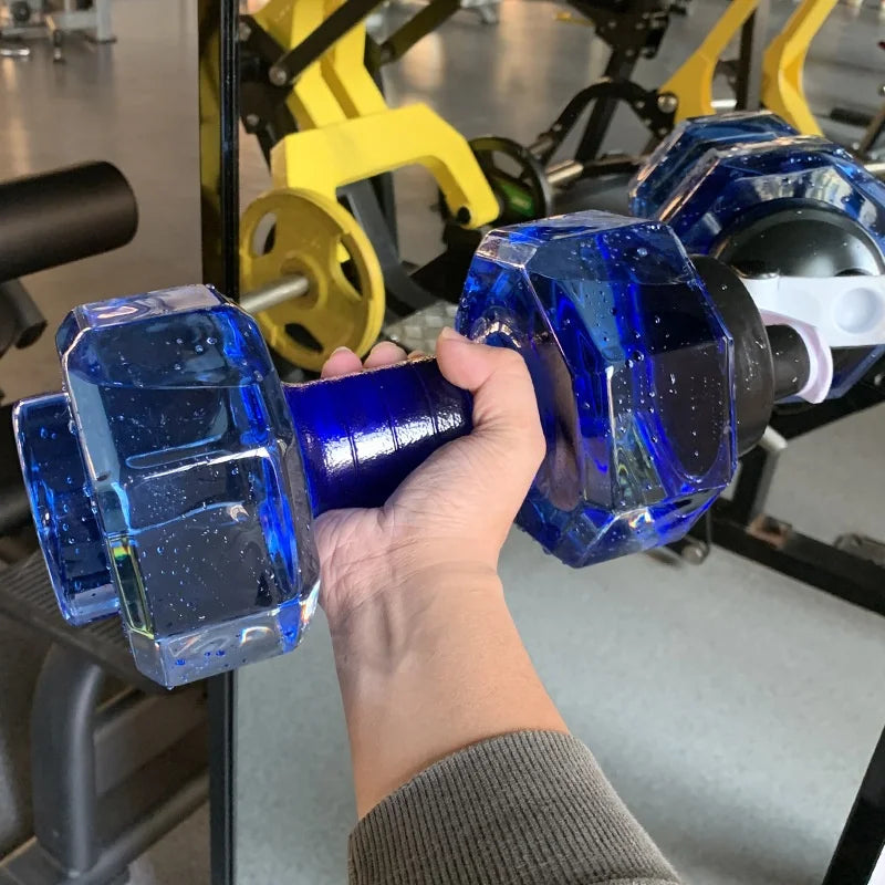 Custom 2.2L Muscle Training ECO Fitness Cup Plastic Inject Water Dumbbell Shape Drinking Kettle PET Water Bottles for Sports Gym