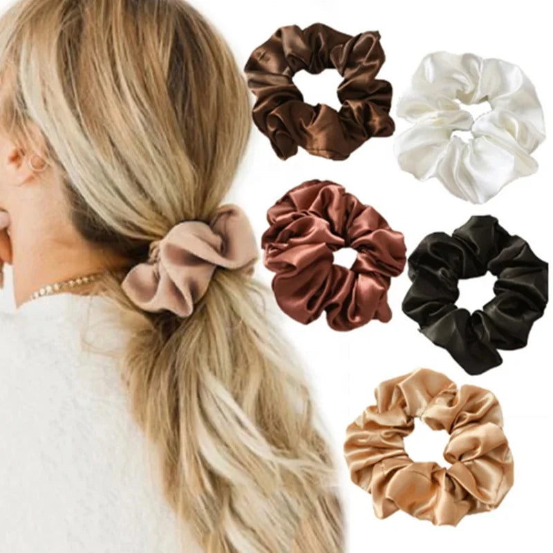 Hot Sale Satin Hair Accessories Ponytail Holder Hair Rope Ties Scrunchies Solid Satin Women Girls Elastic Hair Scrunchies