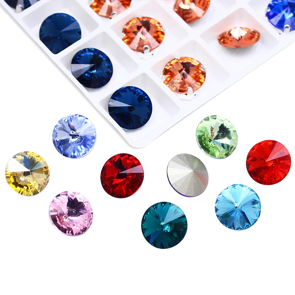 Dongzhou Crystals Rivoli Shape Sparkling K9 Fancy Stone Glass Rhinestones Wholesale Bulk Crystal Beads Jewelry Diy Accessories