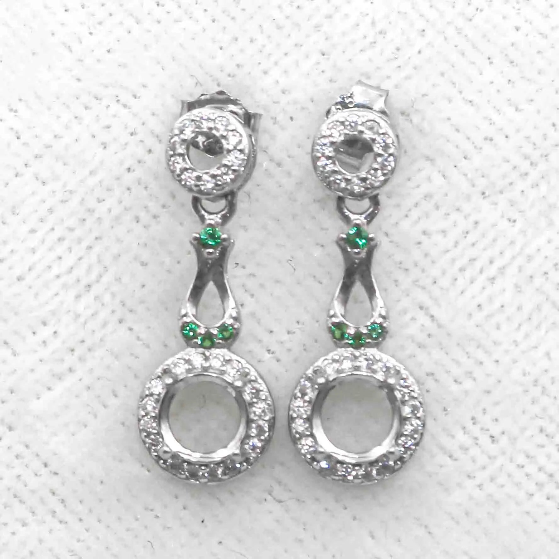 Sterling Silver 5*5mm Semi Mount Stud Eardrops Empty Frame Support Blank Setting S925 Base Without Center Stone DIY for Inlay