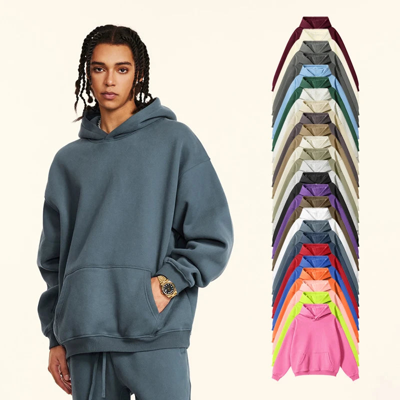 Unisex Custom Logo Rhinestone Hoodie 345GSM Cotton Fleeced Pullover Sweatshirts With Hood Multiple Color Street Wear Hoodies