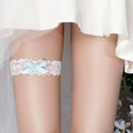 Miallo European and American Bridal Garter Blue Bowknot Lace Garter Wedding White Elastic Leg Ring