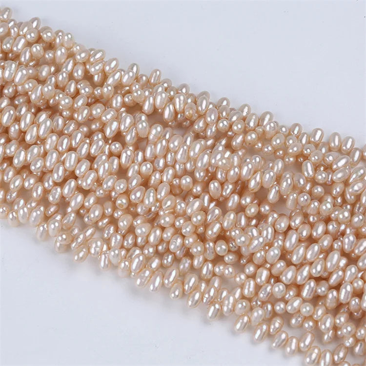 Zhuji 4.5-5mm Top Hole Freshwater Natural Rice Pearls Champagne Color