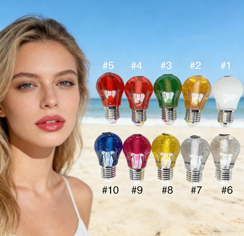 Best Selling Fruit Flavored Glossy Bulb Lipgloss Vendors Custom Logo Personalized Cute Vegan Waterproof Light Bulb Lip Gloss