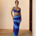 Hot Summer Two-Piece Set Solid Color Casual Crop Top Long Skirt With Girls' Sling Design Women's Set