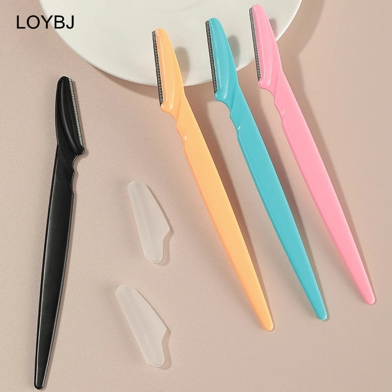 Eyebrow Trimmer Stainless Steel Safe Eye Brow Razor Face Body Hair Removal Squared Blades 4 Colors Shaving Knife LOYBJ