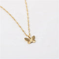 18K Gold Plated Stainless Steel Twisted Singapore Chain Butterfly Pendant Necklace for Women