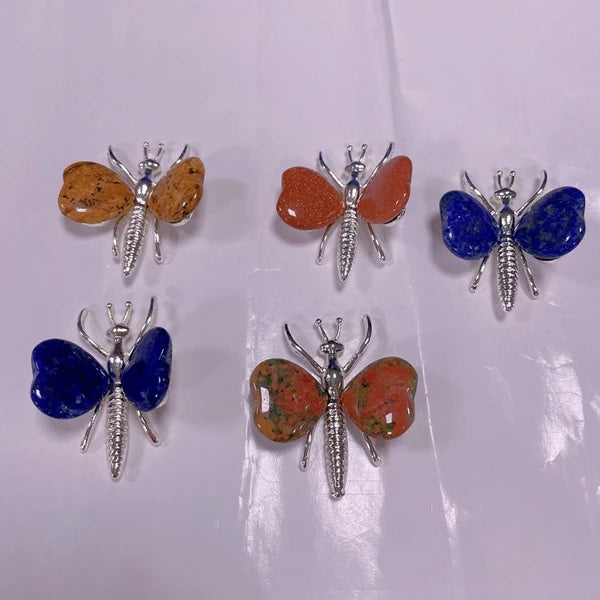 HZ Beautiful Natural Quartz Butterfly Carvings Fluorite for Healing Home Decoration