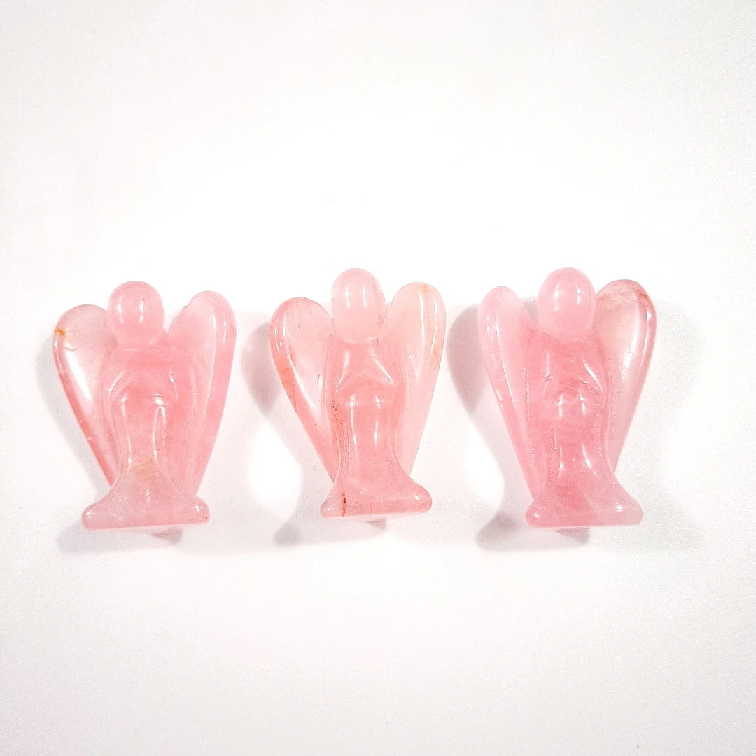 Huiying 1.5 Inch Wholesale Price Rose Quartz Hand-carved Natural Crystal Healing Stone Angel Crafts