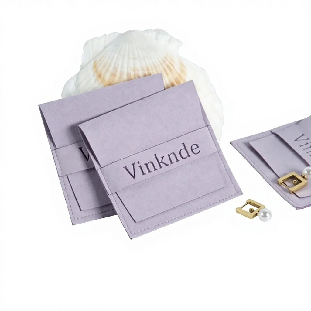 7x7cm Luxurious Soft Microfiber Jewelry Pouch Bag with Band for Women Custom Logo Wedding/Christmas Jewelry Packaging