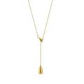 2026 Simple Design Long 18k Gold Plating Water Drop Tassel Necklace Stainless Steel Oval Round Pendant Necklace