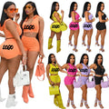 2023 Summer Hood Outfit Set Solid Color Sports Jogger Short Two Piece Custom Tracksuit Suit Custom Logo 2 Piece Set Women