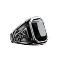 SS8-989R New Updated Design Lucifer Satan Signet Ring for Men With Black Stone Stainless Steel Vintage Jewelry Gift Wholesale