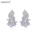LUOTEEMI Brand Wholesale Jewelry Romantic Luxury Clear CZ Flower Fashion Designer Brincos Women Earrings