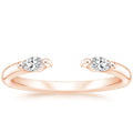 10K Rose Gold Ring Single Row Micro Pave Two Prong-Set Marquise Moissanite Nora Diamonds Ring Gold Wedding Open Ring