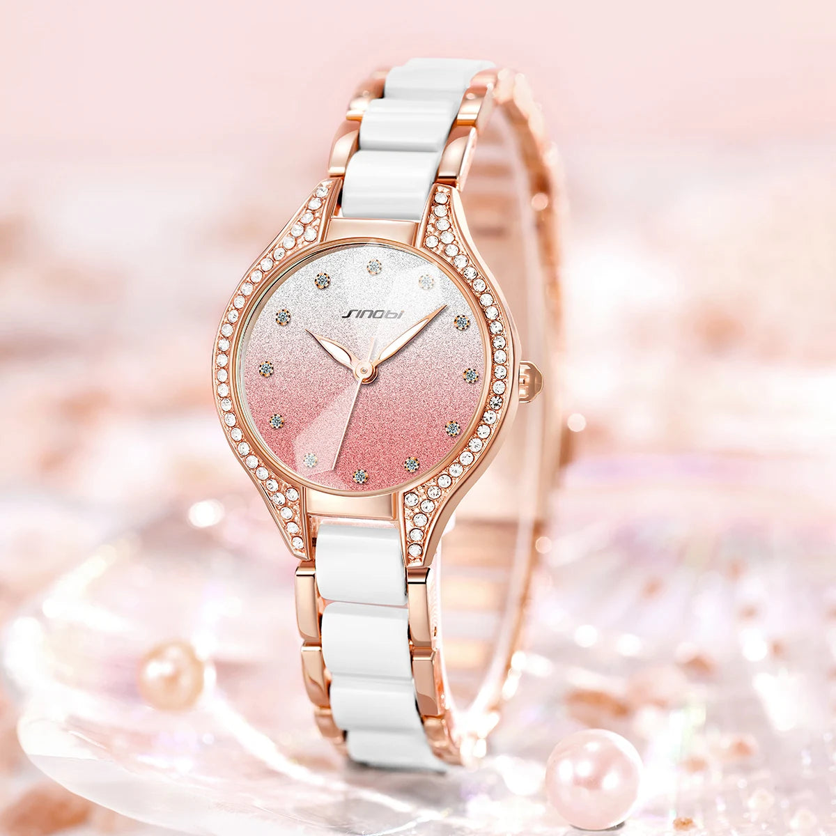 SHENGKE S9850L Luxury Square Alloy Dial Glass Pointer Watch for Stylish Women Leather Strap Waterproof Wholesale