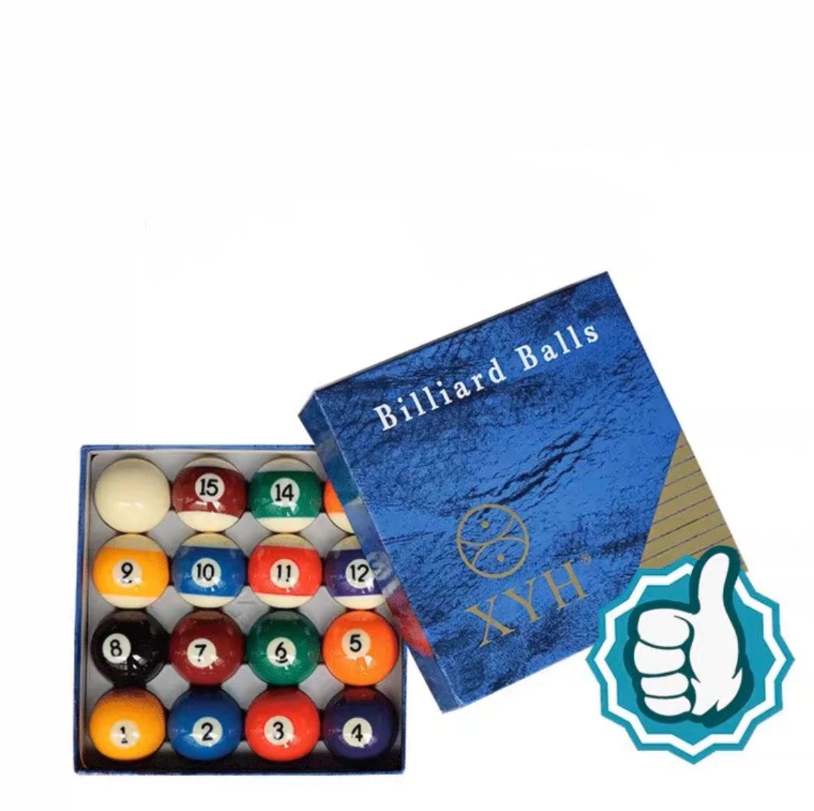 XYH Pool Cue Ball Deluxe 2-1/4" Billiard Balls Complete Set of 16 Billiards Ball
