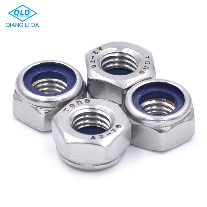 DIN985 Polished Stainless Steel Nylon Fully Threaded Lock Nuts M2-M12 Customized