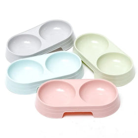 Wholesale Small Pet Bowl PP Macaron Color Double Small Dog Cat Bowl