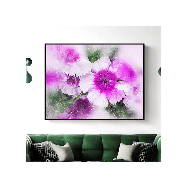 Nordic Flower Purple Pink Rose Canvas Print Poster Wall Art Home Decor Painting Oil Painting on Canvas Posters and Prints Art Pi