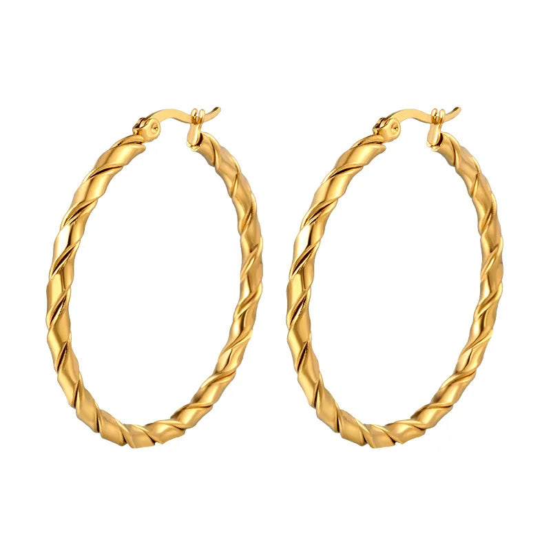 Fashion Earring Stainless Steel Gold Silver Plated Wholesale Hoop Jewelry Earrings Stainless