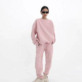 Wholesale 60 Cotton 40 Polyester Oversized Hoodie and Jogger Set Custom Printing Pullover Hoodie