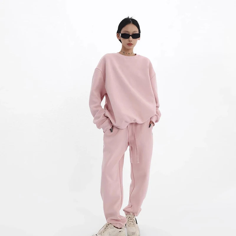 Wholesale 60 Cotton 40 Polyester Oversized Hoodie and Jogger Set Custom Printing Pullover Hoodie