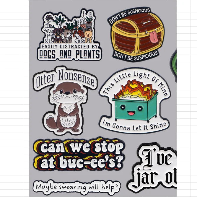 Cute Pet Dogs Enamel Pin Cartoon Animal Brooch Pines Frog Otter Lapel Pins Funny Quotes Metal Badges Clothing Accessories Gifts MegaBDM