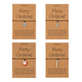 Christmas Gift Bracelets with Wish Cardboard Christmas Tree Santa Claus Candy Cane Snowflake Charm Macrame Rope Cord Bracelet