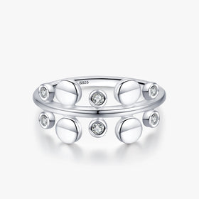 Ailmay Top Quality Real 925 Sterling Silver Round Bubble Finger Ring for Women Dazzling Clear CZ Fine Elegant Wedding Jewelry