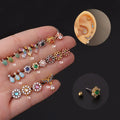 20g Stainless Steel Rod With Colorful Cz Copper Animal Flowers Ear Cartilage Piercing Tragus Helix Lobe Earrings